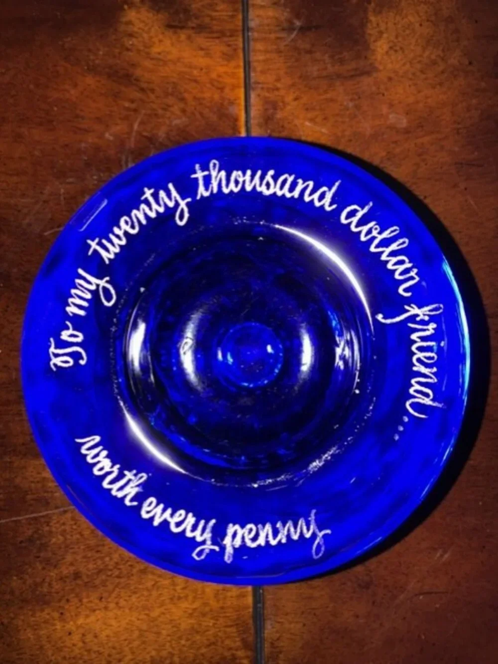 Kosta Boda Sweden Art Glass Cobalt Blue Swirl Atoll Candle Holder by Anna Ehrner